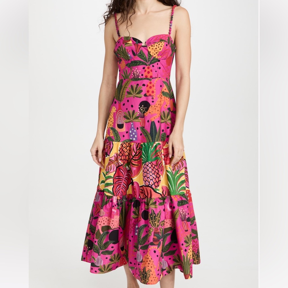 FARM Rio Pop Leopards Mixed Midi Dress